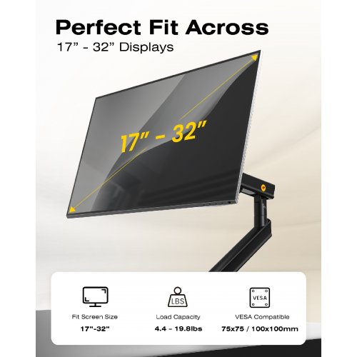 Кронштейн для монитора NB Ergonomic 17-32" A5-B Mechanical Spring Monitor Arm Black купить в Украине | Telemart фото