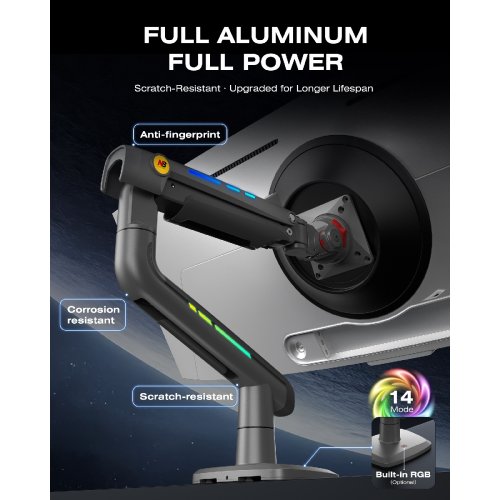 Кронштейн для монитора NB Ergonomic 32-60" F5 Mechanical Spring Monitor Arm Matt Charcoal купить в Украине | Telemart фото