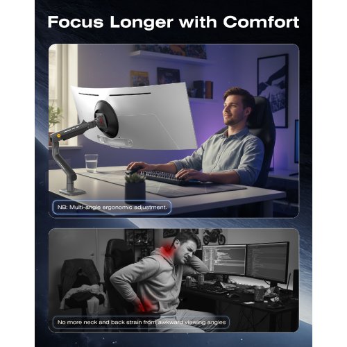 Кронштейн для монитора NB Ergonomic 32-60" F5 Mechanical Spring Monitor Arm Matt Charcoal купить в Украине | Telemart фото