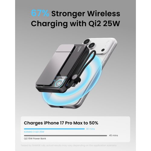 Powerbank SHARGE ICEMAG 3 10000mAh 35W (YDD-SG-HW-JF3CX-HEI) Black купити в Україні | Telemart фото