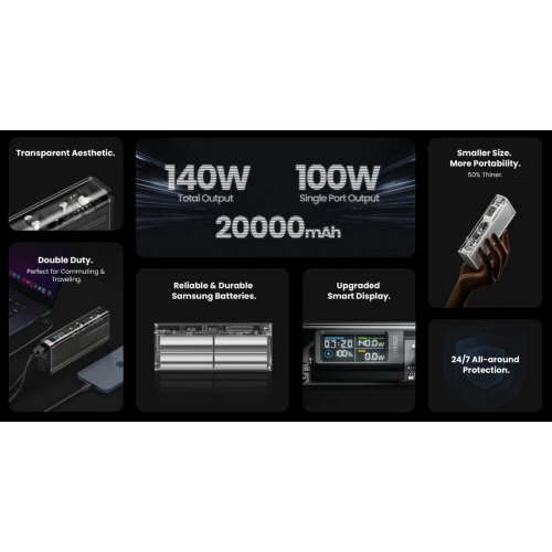 Powerbank SHARGE Shargeek 140 20000mAh 140W (YDD-SG-140-YIN) Silver/Gray купити в Україні | Telemart фото