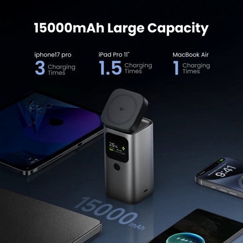 Powerbank SHARGE StandMag 15000 15000mAh 115W (YDD-SG-E5CXEHY-HEI) Space Gray купить в Украине | Telemart фото