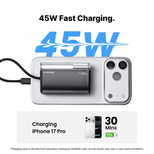 Powerbank SHARGE Flow 3 10000mAh 45W (YDD-SG-SX3-BAI) White купити в Україні | Telemart фото