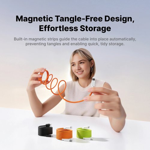 Кабель SHARGE MagLoop USB Type-C to USB Type-C 240W 1.5m (CDX-SJ-1.5M240W-CXKW-CEN) Orange купить в Украине | Telemart фото
