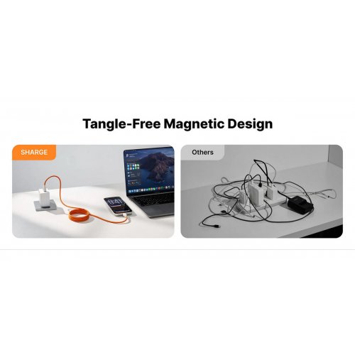 Кабель SHARGE MagLoop USB Type-C to USB Type-C 240W 1.5m (CDX-SJ-1.5M240W-CXKW-BAI) White купить в Украине | Telemart фото