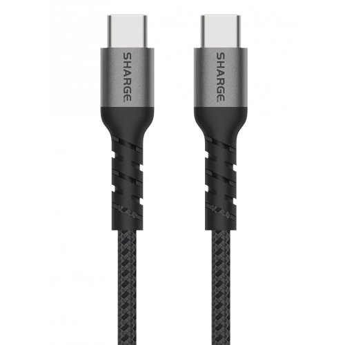 Кабель SHARGE Braided USB Type-C to USB Type-C 240W 1.5m (SJX-SJ-240-CC-1.5-ZH-HEI) Black купить в Украине | Telemart фото