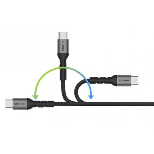Кабель SHARGE Braided USB Type-C to USB Type-C 240W 1.5m (SJX-SJ-240-CC-1.5-ZH-HEI) Black купить в Украине | Telemart фото