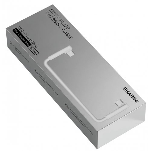 Кабель SHARGE L-Shaped USB Type-C to USB Type-C 240W 0.18m (YPH-SG-WTX-SPPLUS-BAI) White купити в Україні | Telemart фото