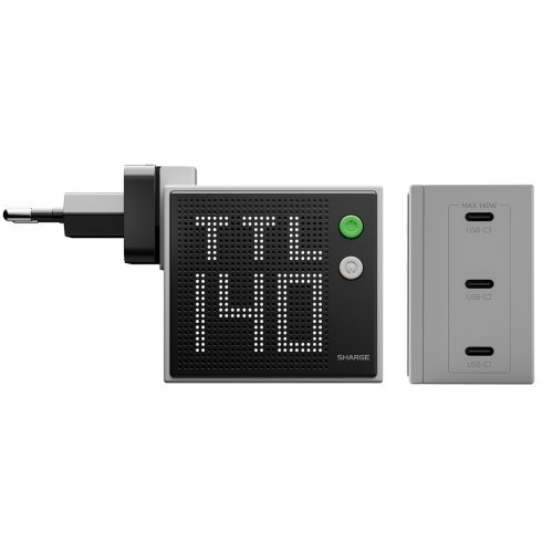 Мережевий зарядний пристрій SHARGE GaN Pixel 140W (CDT-SG-140-EUR-DZP-HUI) Grey купити в Україні | Telemart фото