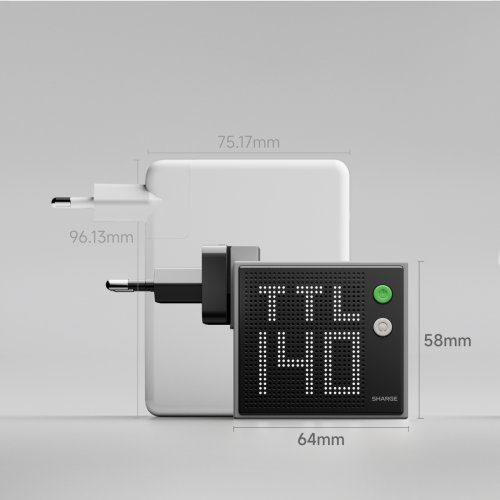 Мережевий зарядний пристрій SHARGE GaN Pixel 140W (CDT-SG-140-EUR-DZP-HUI) Grey купити в Україні | Telemart фото