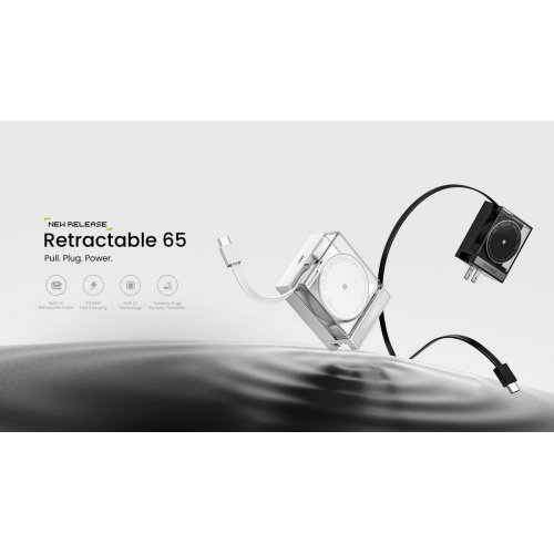 Сетевое зарядное устройство SHARGE Retractable 65W (CDT-SG-65-EUR-CP-HEI) Black купить в Украине | Telemart фото
