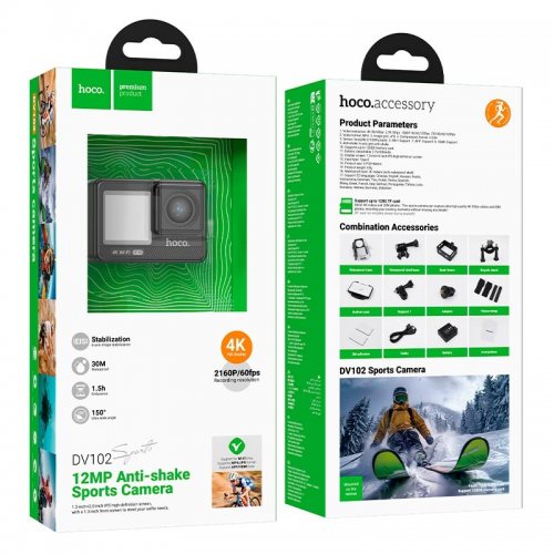 Екшн-камера Hoco DV102 4K Anti-Shake Sports Camera Black купити в Україні | Telemart фото