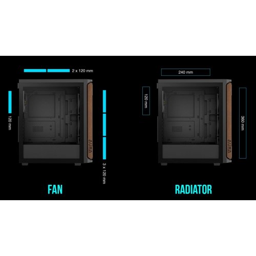 Корпус Gamdias AURA GC11 Tempered Glass без БЖ (4711514503753) Black/Wood (Відновлено продавцем, 899117) купити в Україні | Telemart фото