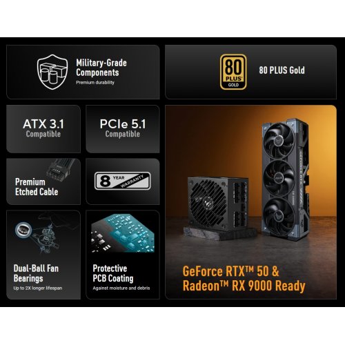 Блок живлення Asus TUF Gaming 1200W Gold EVO (90YE00SD-B0NA00) Black купити в Україні | Telemart фото