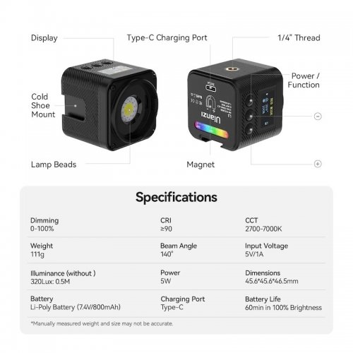 Відеосвітло Ulanzi L3 RGB COB Fill Light 5W (UV-L052GBB1 L3 RGB) Black купити в Україні | Telemart фото