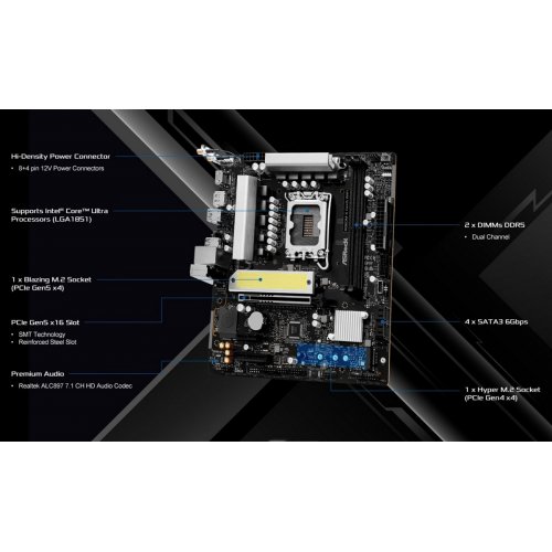 Материнская плата AsRock B860M-X Gen5 WiFi (s1851, Intel B860) купить в Украине | Telemart фото