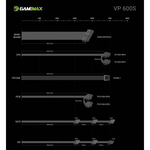 Блок живлення GAMEMAX VP 600S 600W (VP 600S BK) купити в Україні | Telemart фото