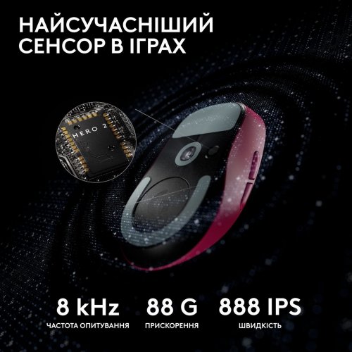 Уцінка миша Logitech G Pro X Superlight 2 Lightspeed Wireless (910-006797) Magenta (Розкрита упаковка, 900435) купити в Україні | Telemart фото