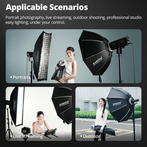 Софтбокс Ambitful Q7-90 with grid 90cm One-click Installation Softbox (6974660941574) купить в Украине | Telemart фото