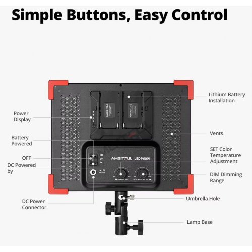 Відеосвітло Ambitful LEDP60C LED Video Light (6974660941567) купити в Україні | Telemart фото