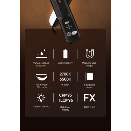Відеосвітло Ambitful GC12 BI LED Video Light (6974660943257) купити в Україні | Telemart фото