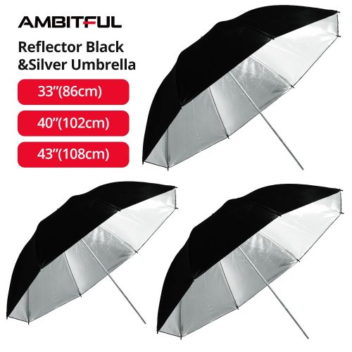 Фотопарасоля Ambitful Reflective Umbrella 43" (ZJHYS43) Black/Silver купити в Україні | Telemart фото