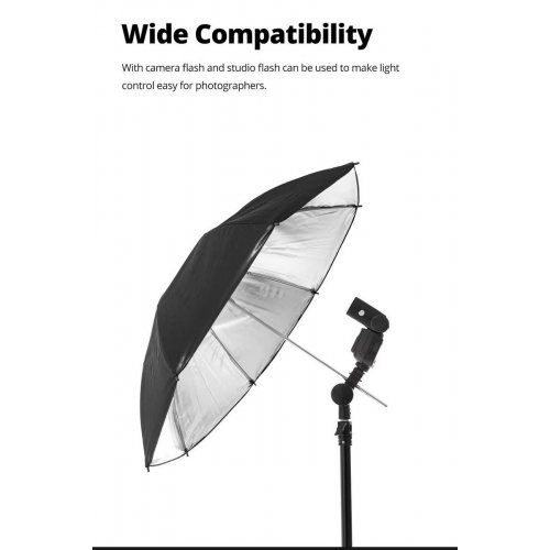 Фотопарасоля Ambitful Reflective Umbrella 43" (ZJHYS43) Black/Silver купити в Україні | Telemart фото