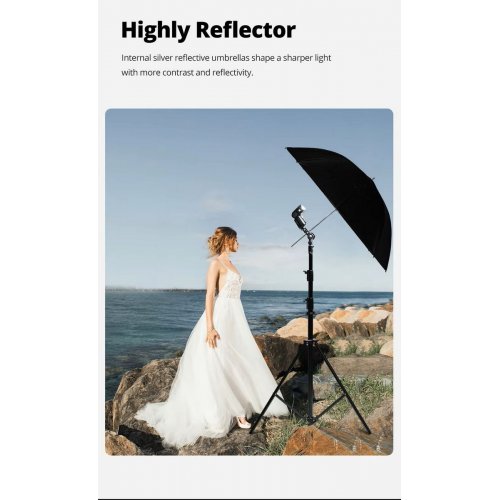 Фотопарасоля Ambitful Reflective Umbrella 43" (ZJHYS43) Black/Silver купити в Україні | Telemart фото