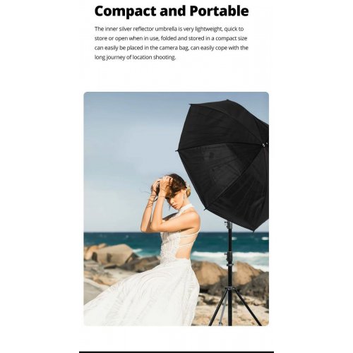 Фотопарасоля Ambitful Reflective Umbrella 43" (ZJHYS43) Black/Silver купити в Україні | Telemart фото
