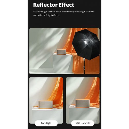 Фотопарасоля Ambitful Reflective Umbrella 43" (ZJHYS43) Black/Silver купити в Україні | Telemart фото