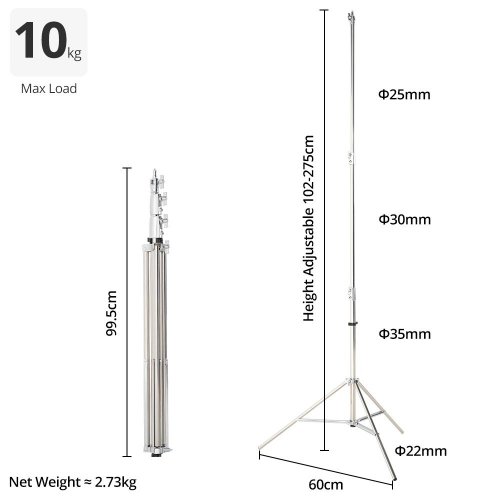 Штатив Ambitful AS-280PRO Stainless Steel Light Stand 280cm (6974660942304) купити в Україні | Telemart фото