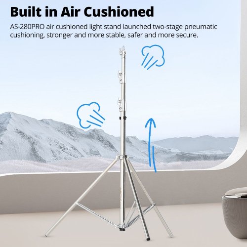 Штатив Ambitful AS-280PRO Stainless Steel Light Stand 280cm (6974660942304) купити в Україні | Telemart фото