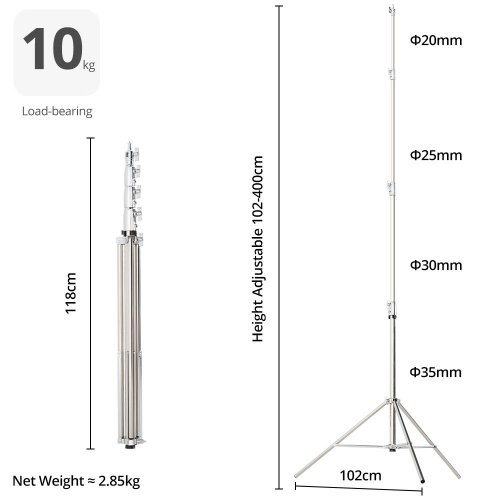 Штатив Ambitful AS-400PRO Stainless Steel Light Stand 400cm (6974660943455) купить в Украине | Telemart фото