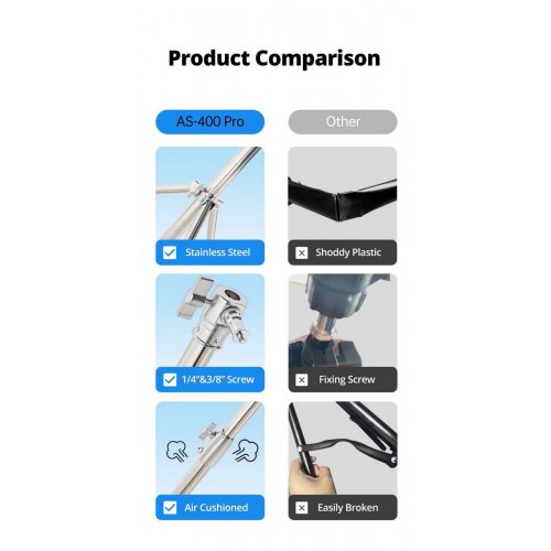 Штатив Ambitful AS-400PRO Stainless Steel Light Stand 400cm (6974660943455) купить в Украине | Telemart фото