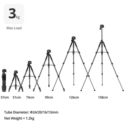 Штатив Ambitful GM-150 Aluminum Alloy Tripod 158cm (6974660943363) купить в Украине | Telemart фото