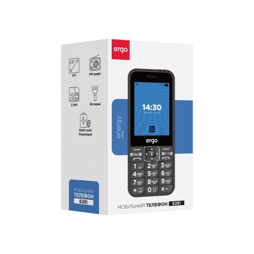 Кнопковий телефон ERGO E281 Energy Dual Sim Black купити в Україні | Telemart фото