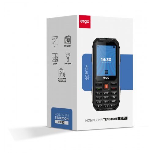 Кнопковий телефон ERGO E283 Energy Dual Sim Black купити в Україні | Telemart фото