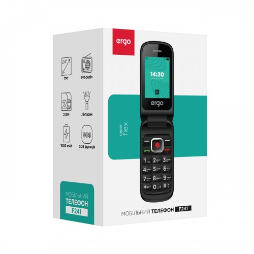 Кнопковий телефон ERGO F241 Flex Dual Sim Black купити в Україні | Telemart фото