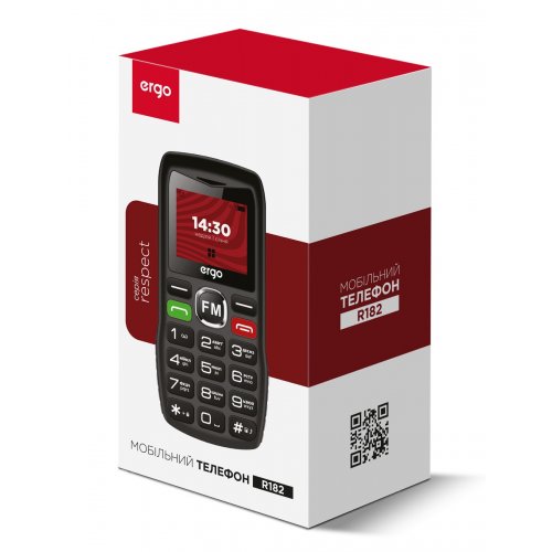 Кнопковий телефон ERGO R182 Respect Dual Sim Black купити в Україні | Telemart фото