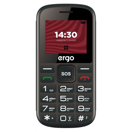 Кнопковий телефон ERGO R202 Respect Dual Sim Black купити в Україні | Telemart фото