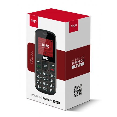 Кнопковий телефон ERGO R202 Respect Dual Sim Black купити в Україні | Telemart фото