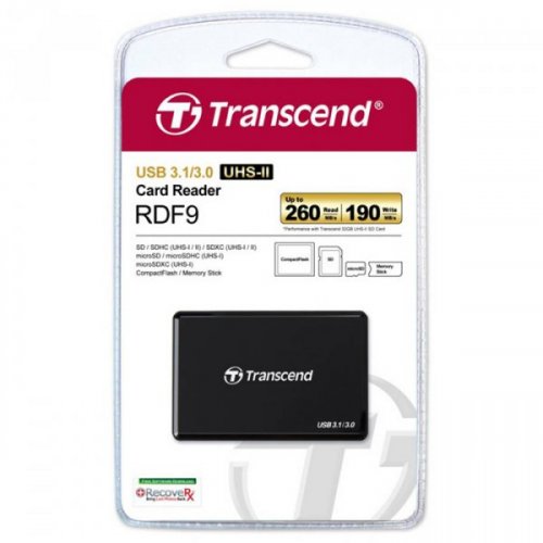 Купить Кардридер Transcend Cardreader USB 3.1/3.0 microSD/HC/XC (TS-RDF9K) Black - цена в Харькове, Киеве, Днепре, Одессе
в интернет-магазине Telemart фото