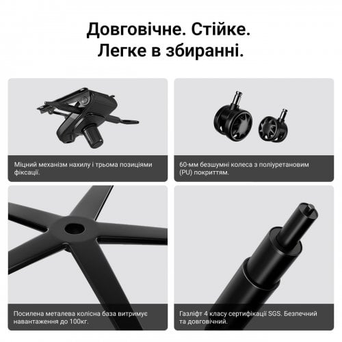Ігрове крісло Anda Seat Phantom 4 Pro L Fabric (AD18YSDC-72-G-F-G02) Gray купити в Україні | Telemart фото