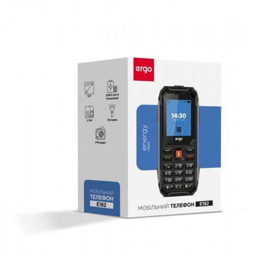 Кнопковий телефон ERGO E182 Energy Dual Sim Black купити в Україні | Telemart фото