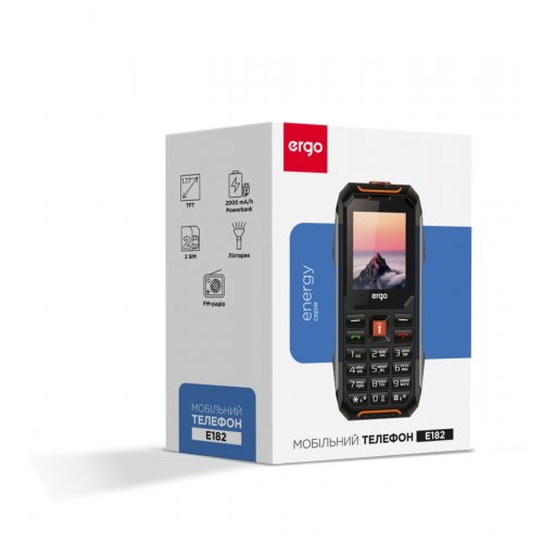 Кнопковий телефон ERGO E182 Energy Dual Sim Black/Orange купити в Україні | Telemart фото