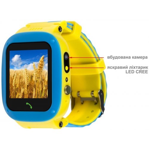 Дитячий смарт-годинник AmiGo GO004 GLORY Camera+LED Blue/Yellow купити в Україні | Telemart фото
