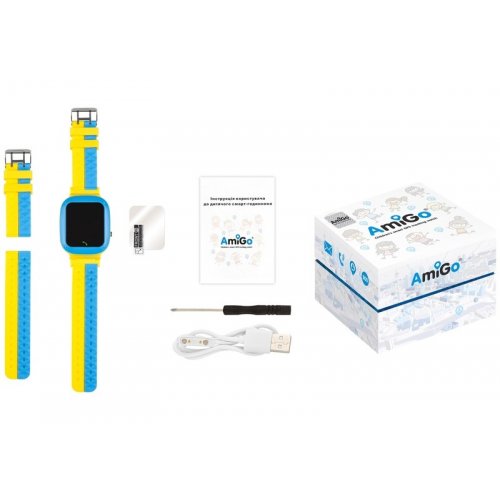 Дитячий смарт-годинник AmiGo GO004 GLORY Camera+LED Blue/Yellow купити в Україні | Telemart фото