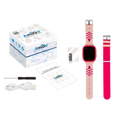 Дитячий смарт-годинник AmiGo GO005 4G WIFI Thermometer Pink купити в Україні | Telemart фото