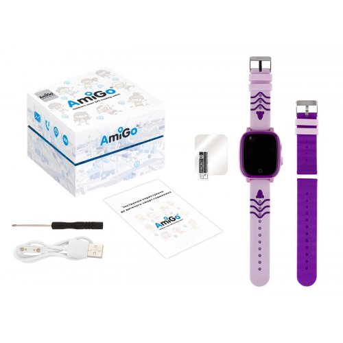 Дитячий смарт-годинник AmiGo GO005 4G WIFI Thermometer Purple купити в Україні | Telemart фото