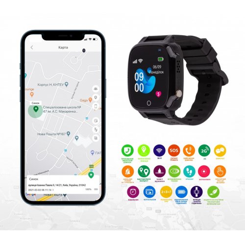 Детские смарт-часы AmiGo GO008 MILKY GPS WIFI Black купить в Украине | Telemart фото
